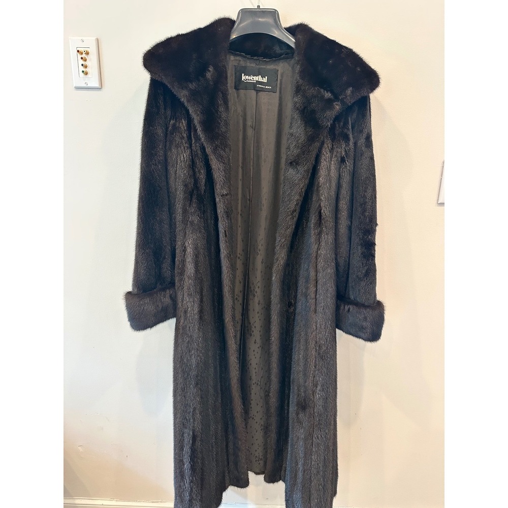 Lowenthal Black Glamour Mink Fur Coat Full‎ Length Womens Elegant Luxury